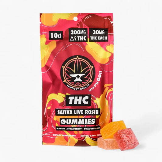 Foundry Nation - THC + CBD Live Rosin Gummies (Sativa) 10ct 300mg