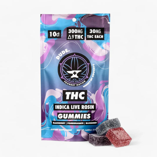 Foundry Nation - THC + CBD Live Rosin Gummies (Indica) 10ct